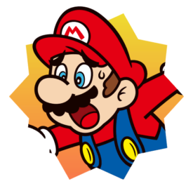 A Mario sticker from Mario Party Superstars