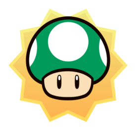 A 1UP Mushroom sticker from Mario Party Superstars