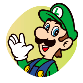 A Luigi sticker from Mario Party Superstars