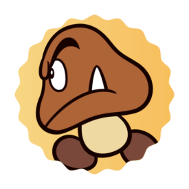 A Goomba sticker from Mario Party Superstars