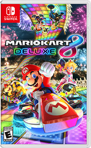 Box art of Mario Kart 8 Deluxe for the Nintendo Switch.